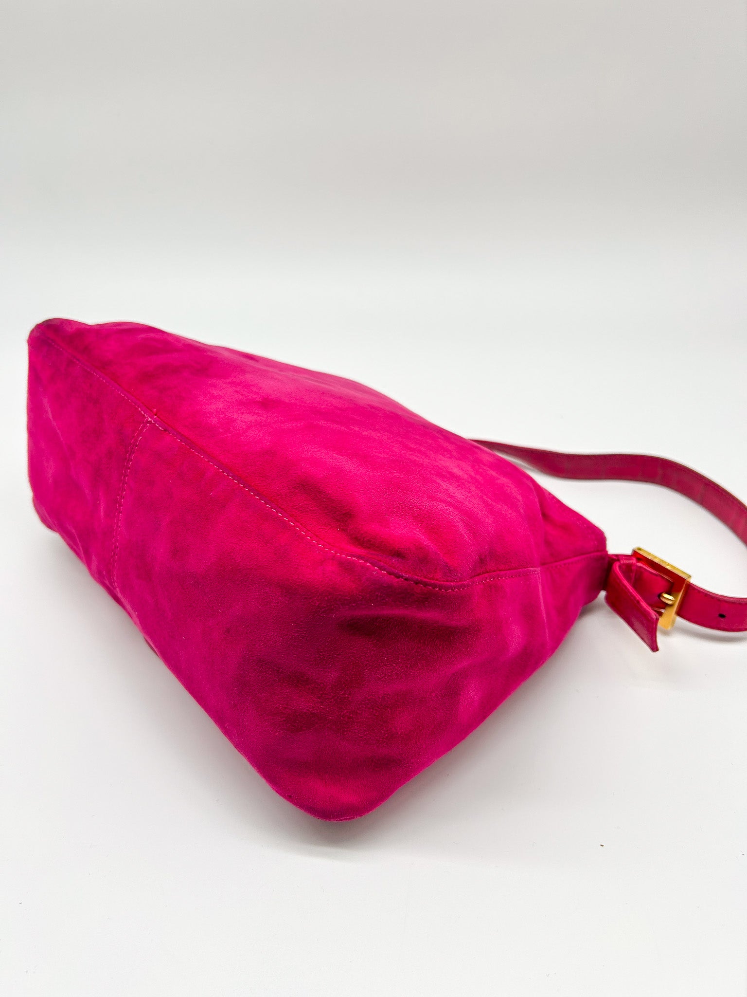 Fendi Raspberry Suede Mamma Baguette Bag