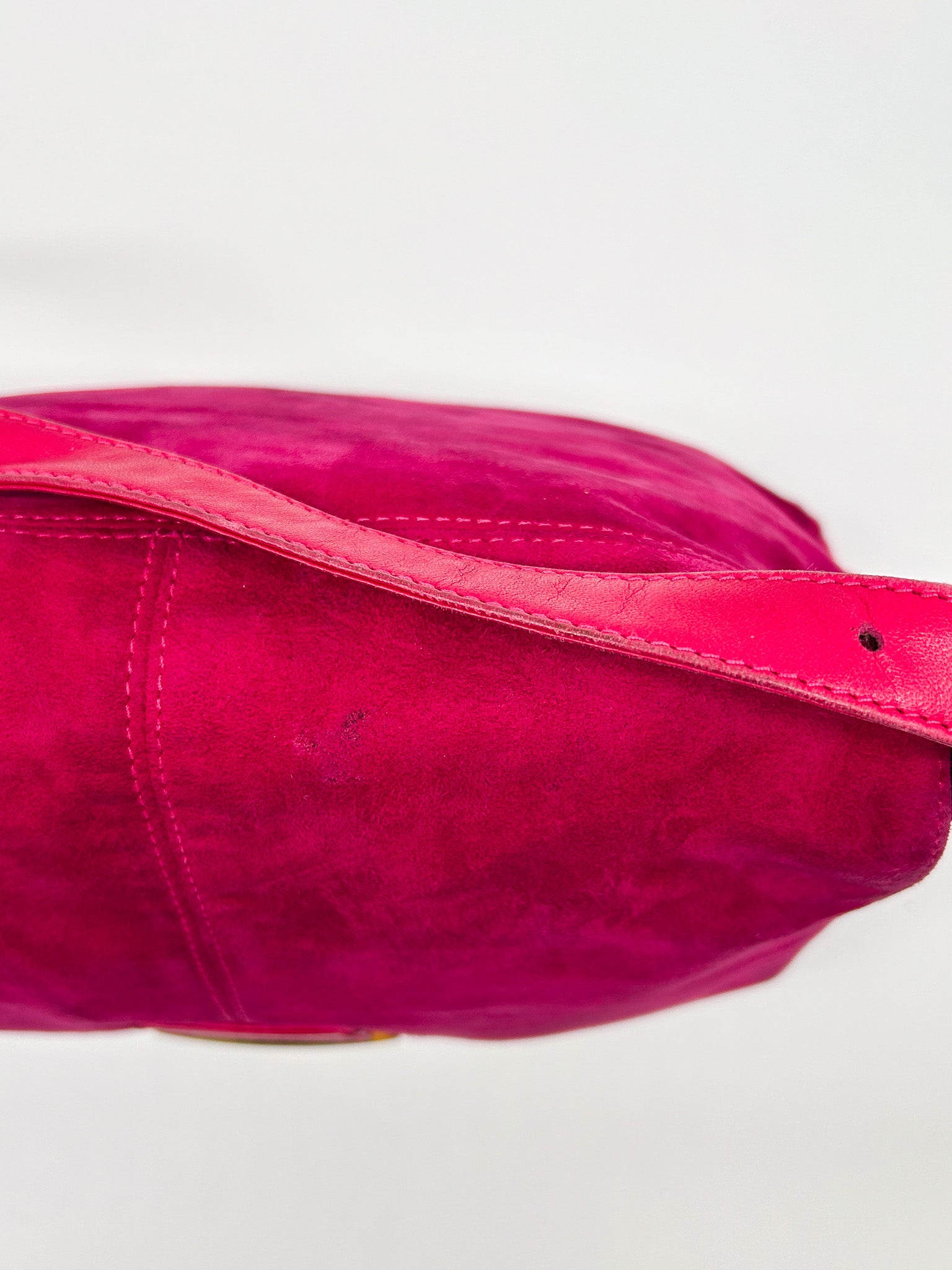 Fendi Raspberry Suede Mamma Baguette Bag