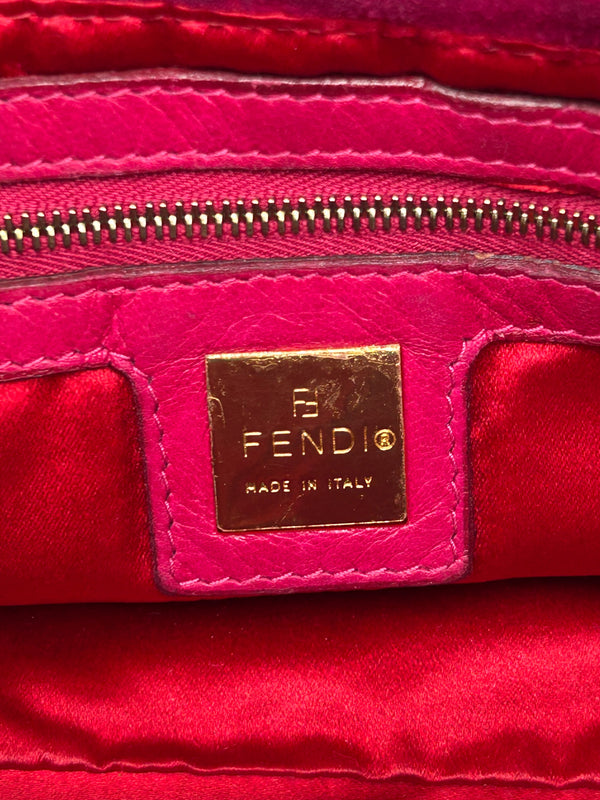 Fendi Raspberry Suede Mamma Baguette Bag