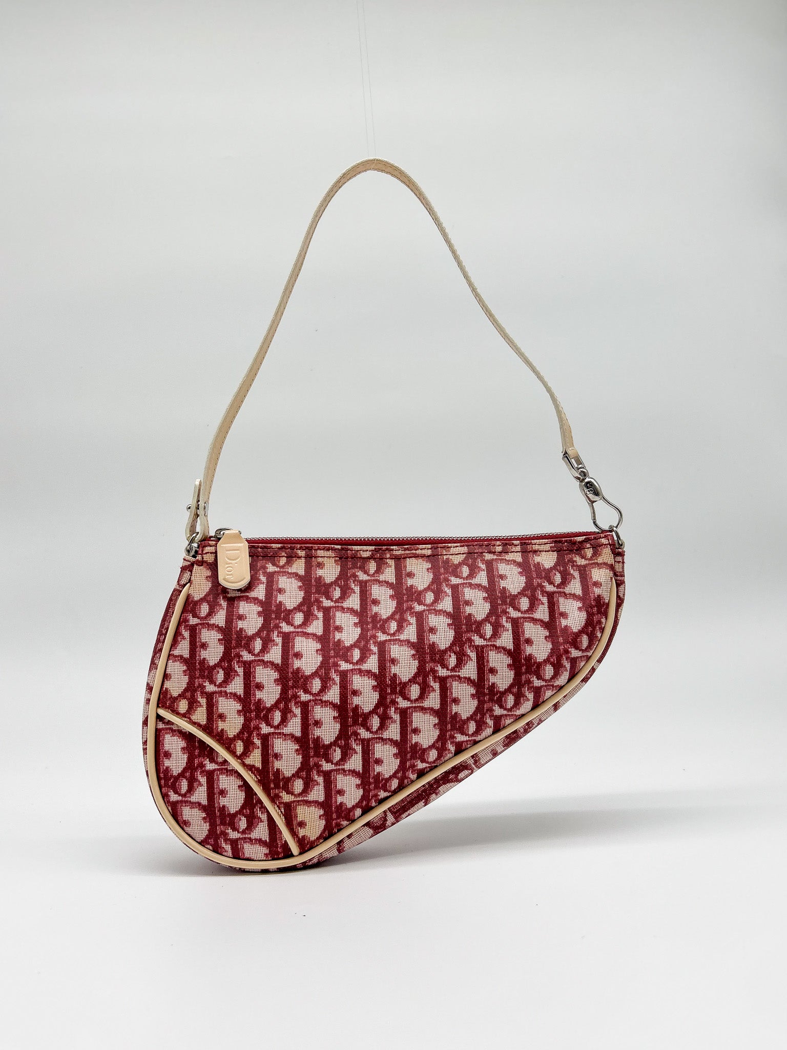 2000s Dior Burgundy Trotter Saddle Bag