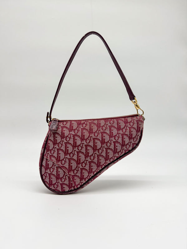 Christian Dior Burgundy Trotter Saddle Bag