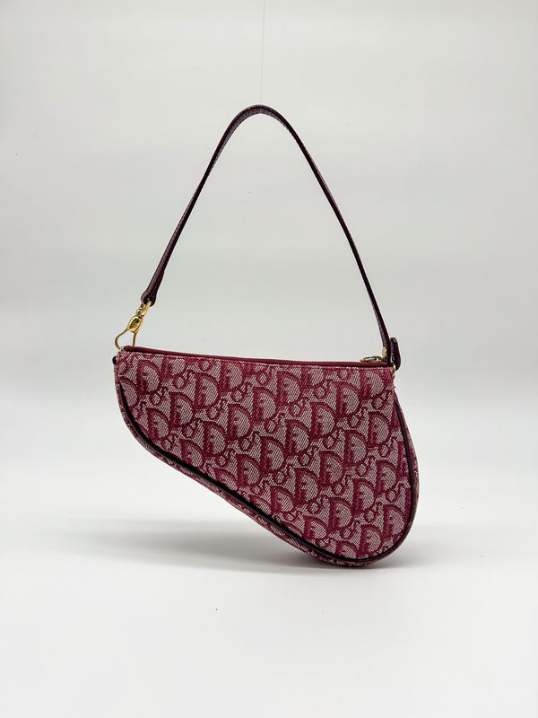 Christian Dior Burgundy Trotter Saddle Bag
