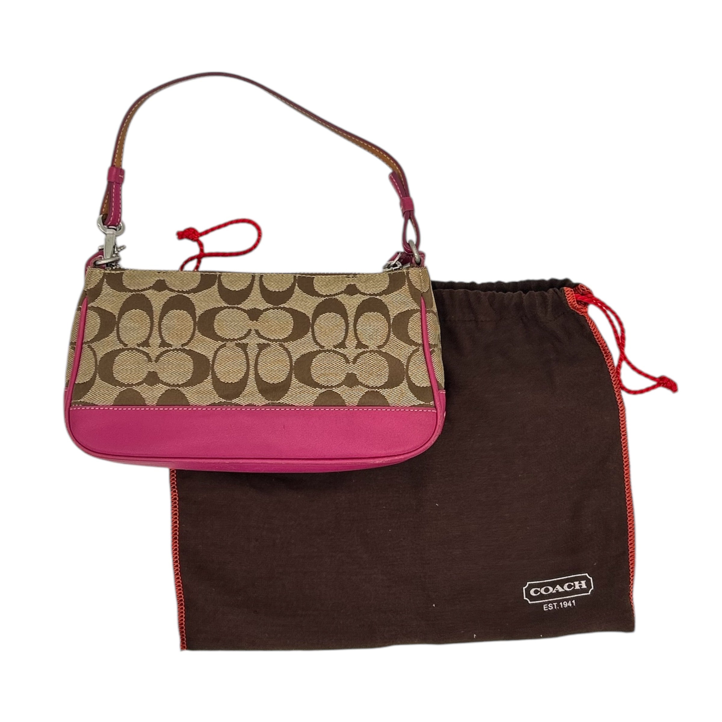 バッグ Coach Signature Demi Leather Pouch Pink Coach Pink Signature Demi Bag – Annamh Archive