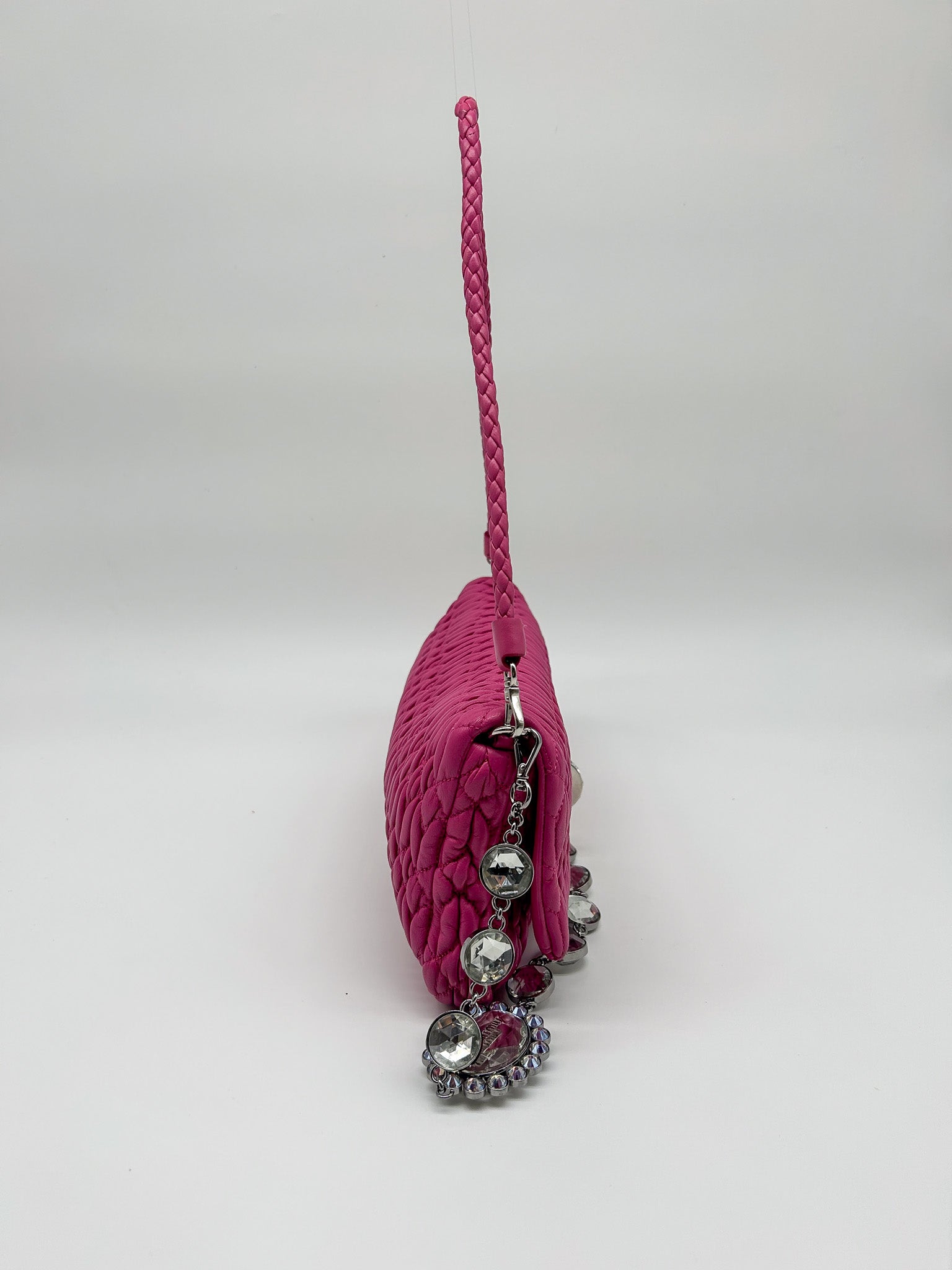 Miu Miu Pink Matelasse Nappa Crystal Shoulder Bag