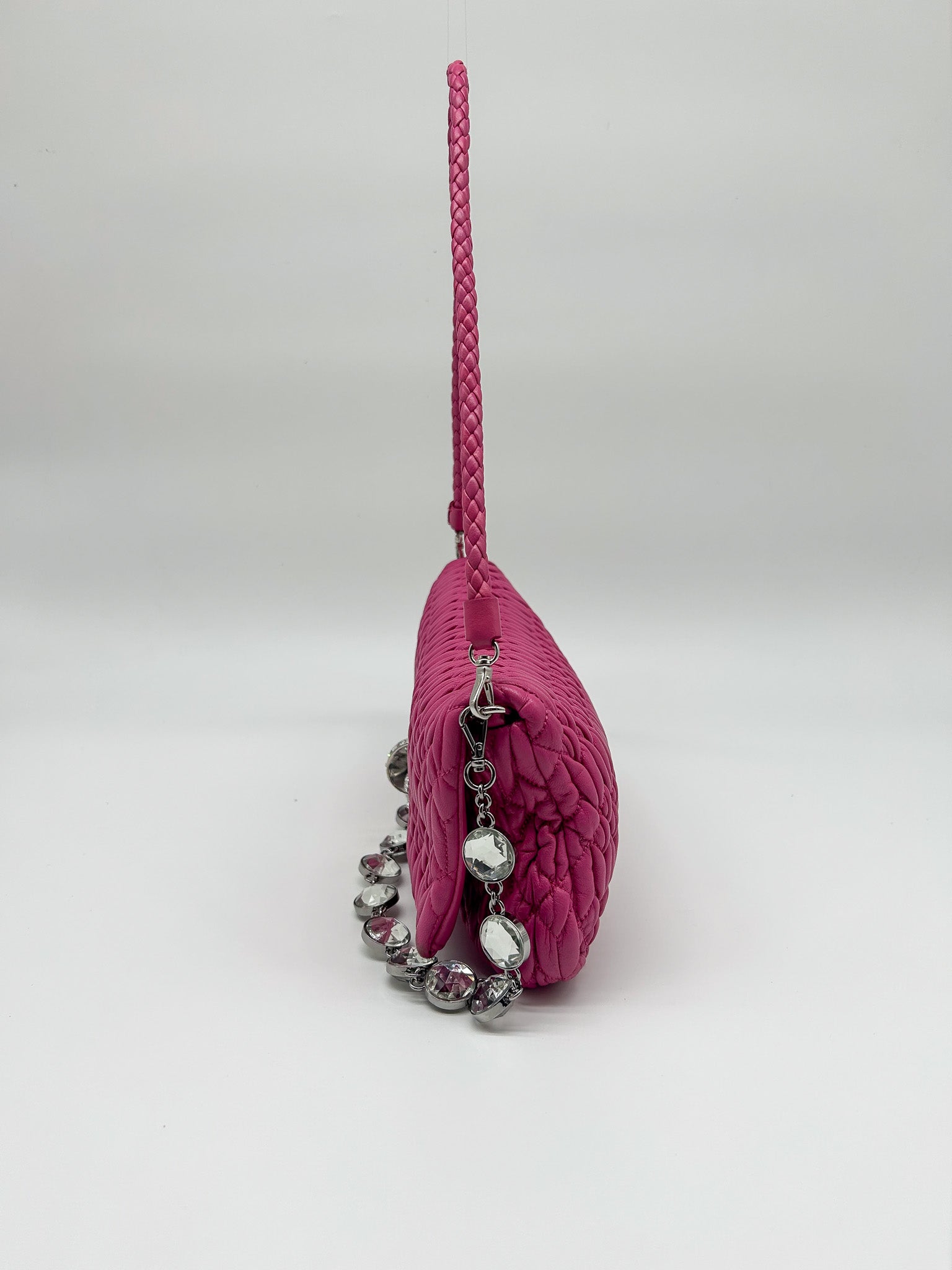 Miu Miu Pink Matelasse Nappa Crystal Shoulder Bag