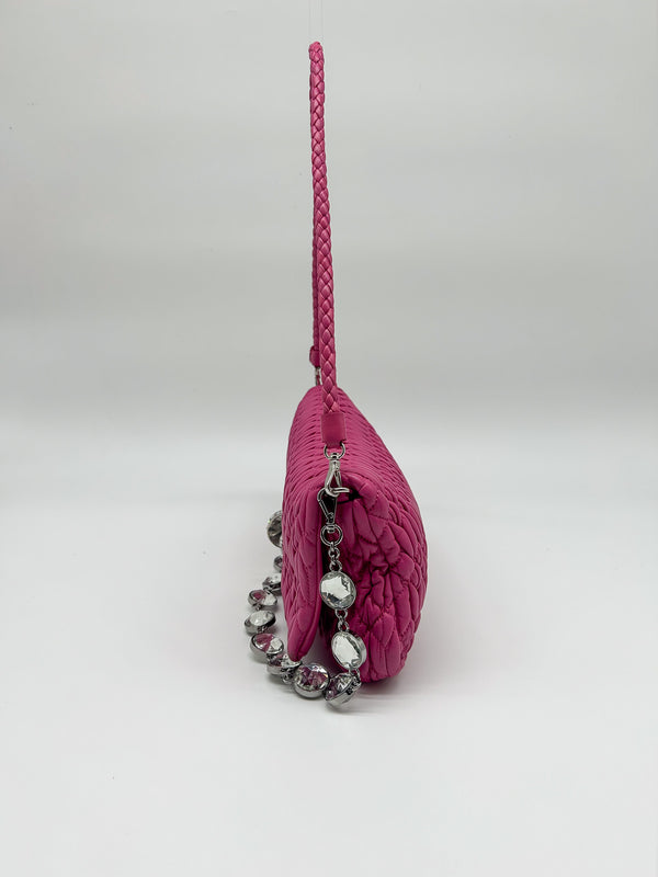 Miu Miu Pink Matelasse Nappa Crystal Shoulder Bag