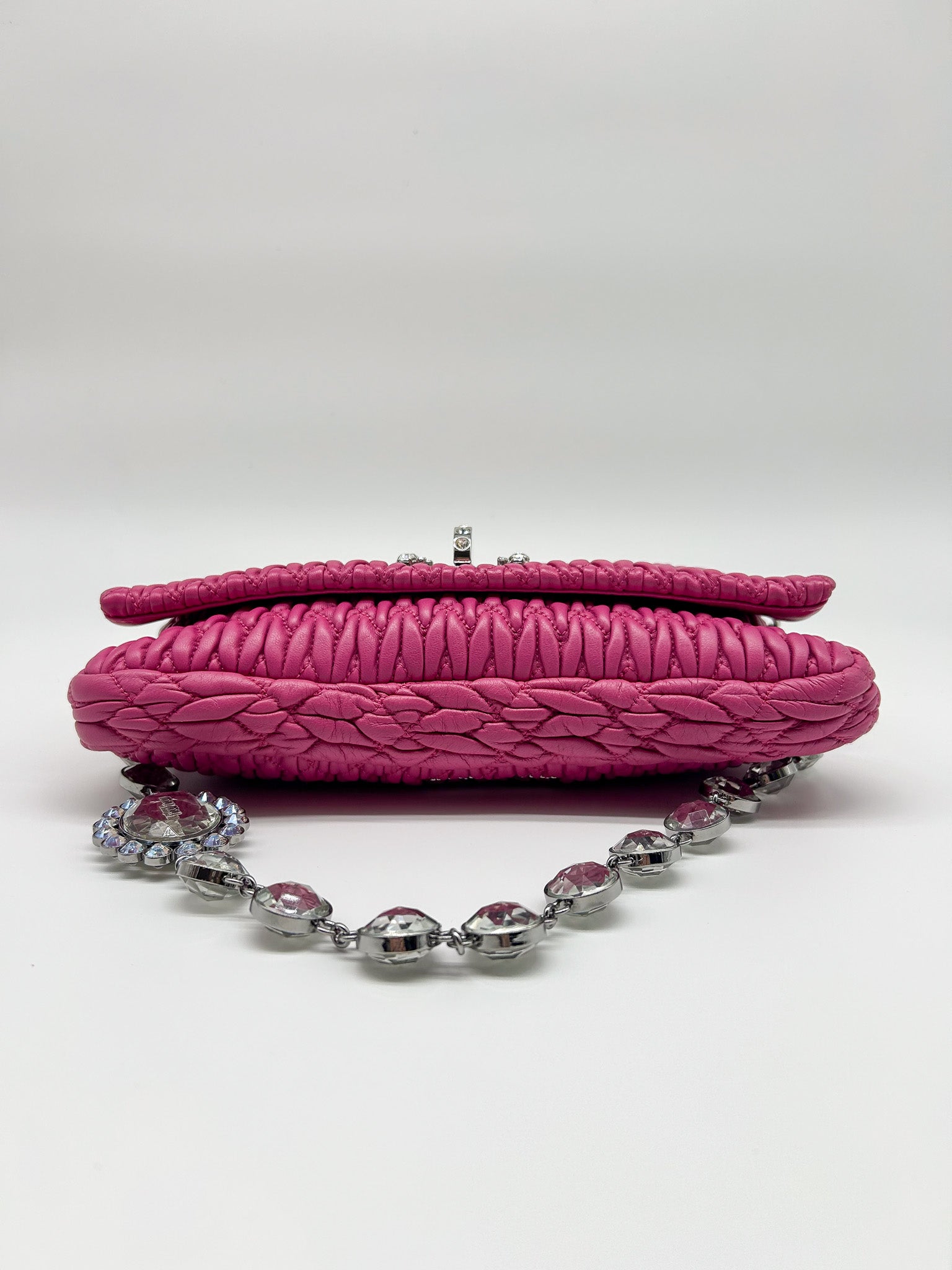 Miu Miu Pink Matelasse Nappa Crystal Shoulder Bag