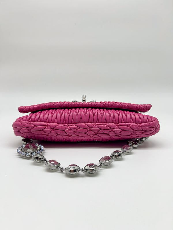 Miu Miu Pink Matelasse Nappa Crystal Shoulder Bag