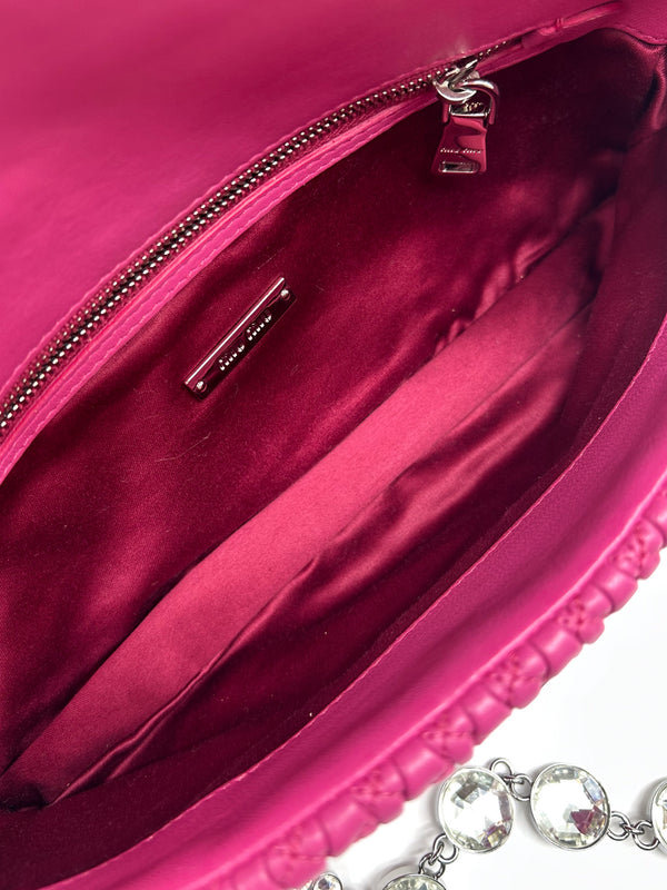 Miu Miu Pink Matelasse Nappa Crystal Shoulder Bag