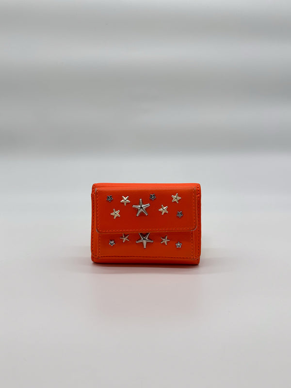 Jimmy Choo Orange Star Studded Compact Wallet