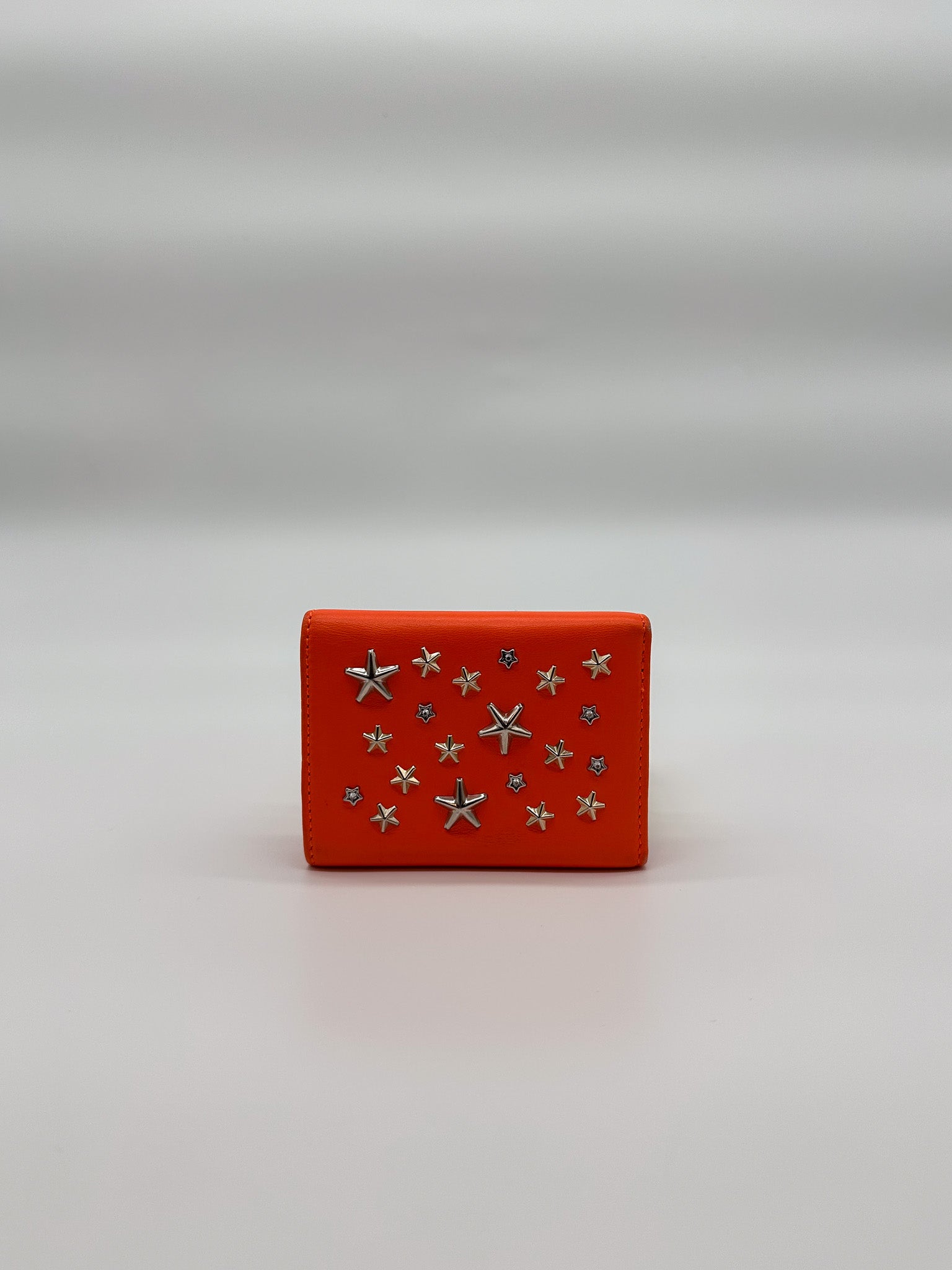 Jimmy Choo Orange Star Studded Compact Wallet