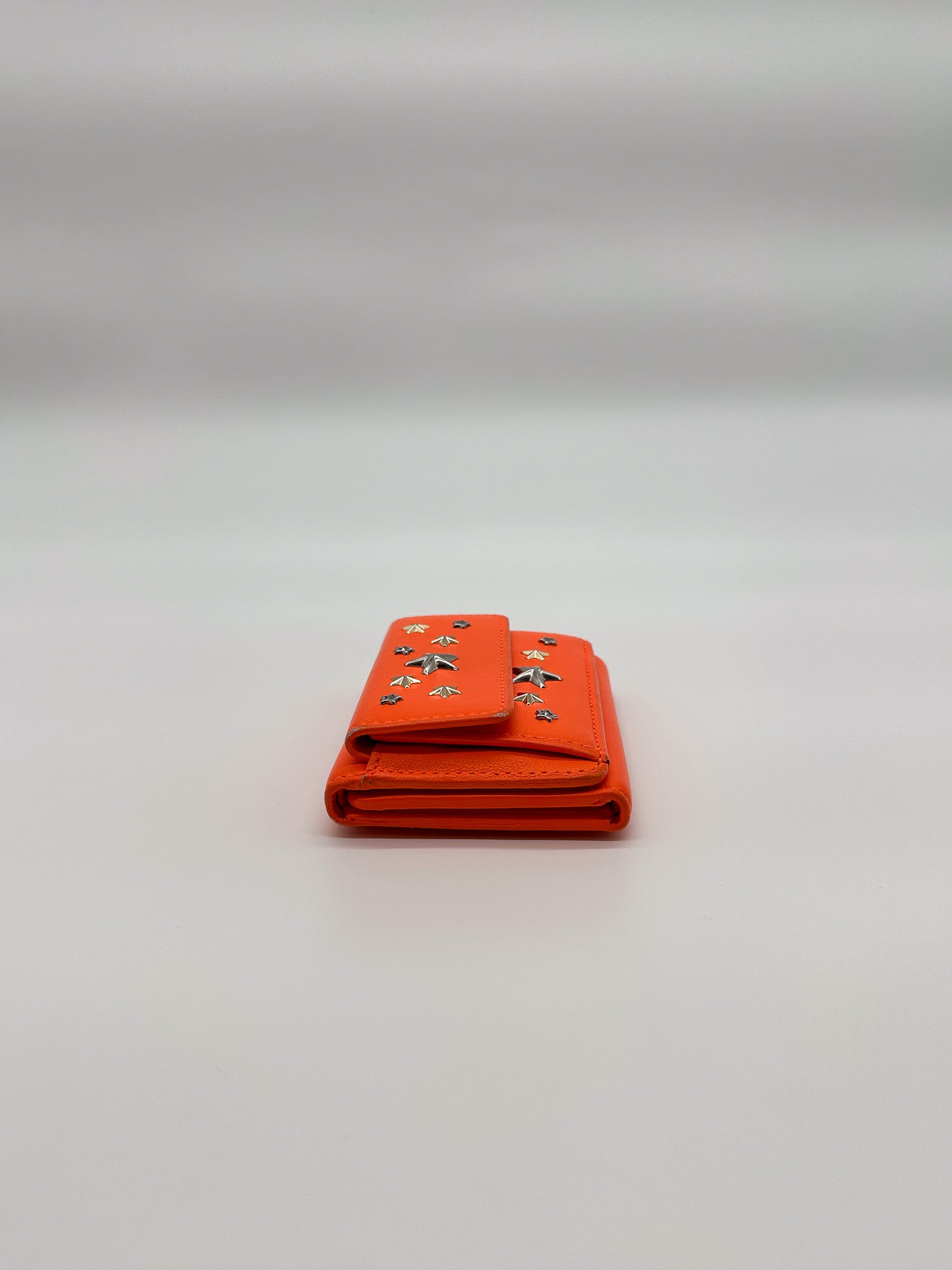 Jimmy Choo Orange Star Studded Compact Wallet