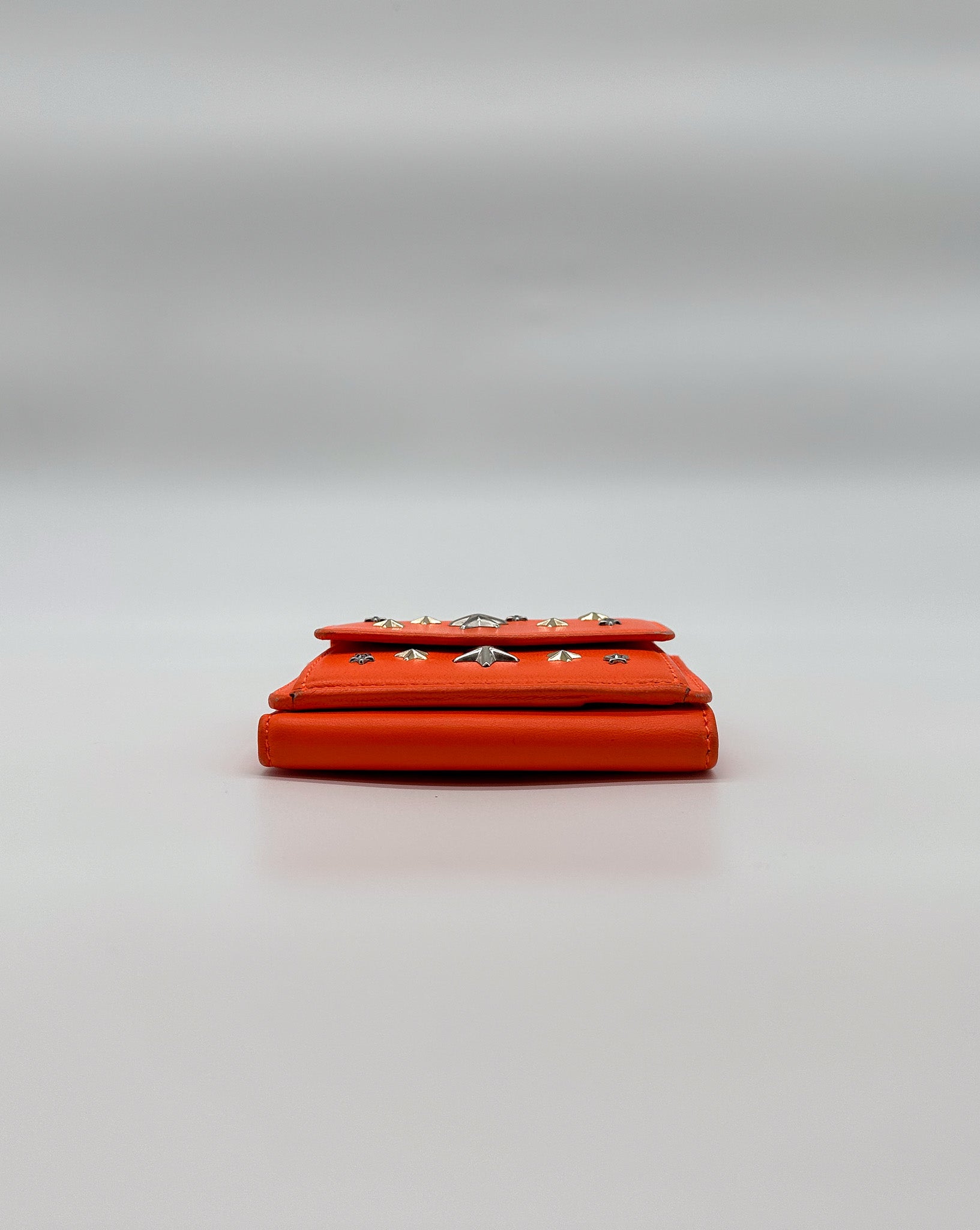 Jimmy Choo Orange Star Studded Compact Wallet