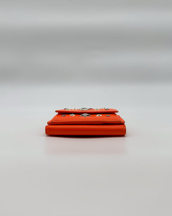 Jimmy Choo Orange Star Studded Compact Wallet