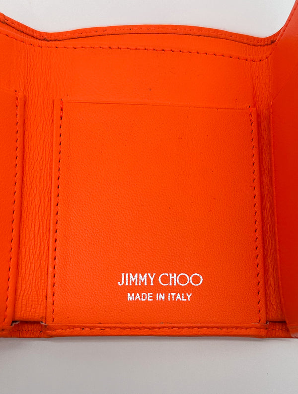 Jimmy Choo Orange Star Studded Compact Wallet