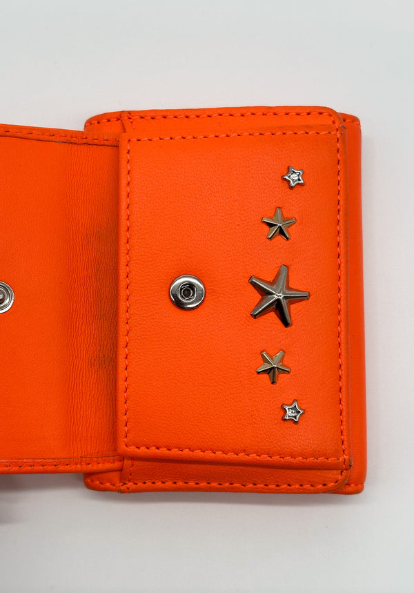 Jimmy Choo Orange Star Studded Compact Wallet