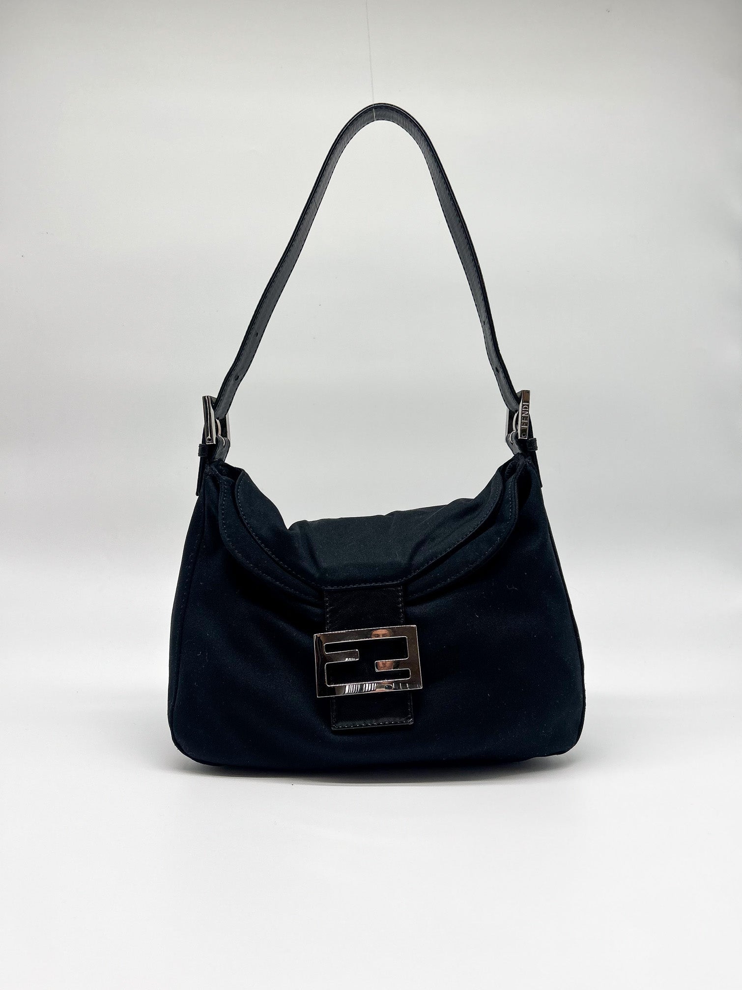 Fendi Black Neoprene Baguette Shoulder Bag
