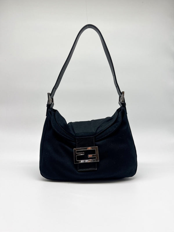 Fendi Black Neoprene Baguette Shoulder Bag