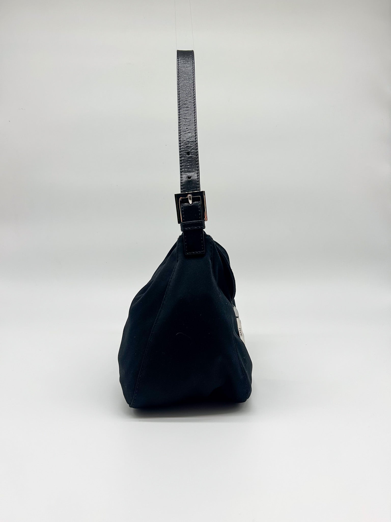 Fendi Black Neoprene Baguette Shoulder Bag