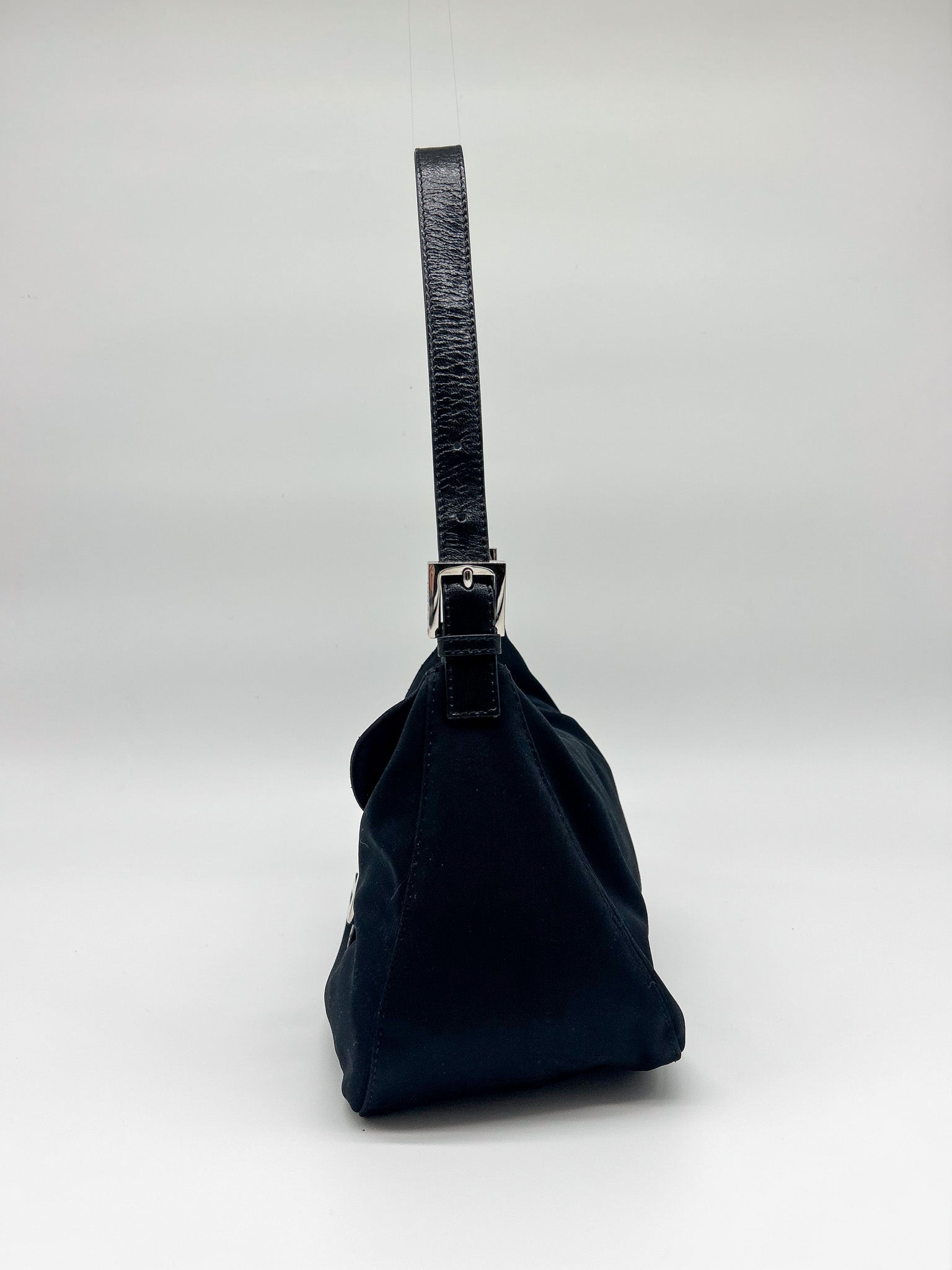 Fendi Black Neoprene Baguette Shoulder Bag
