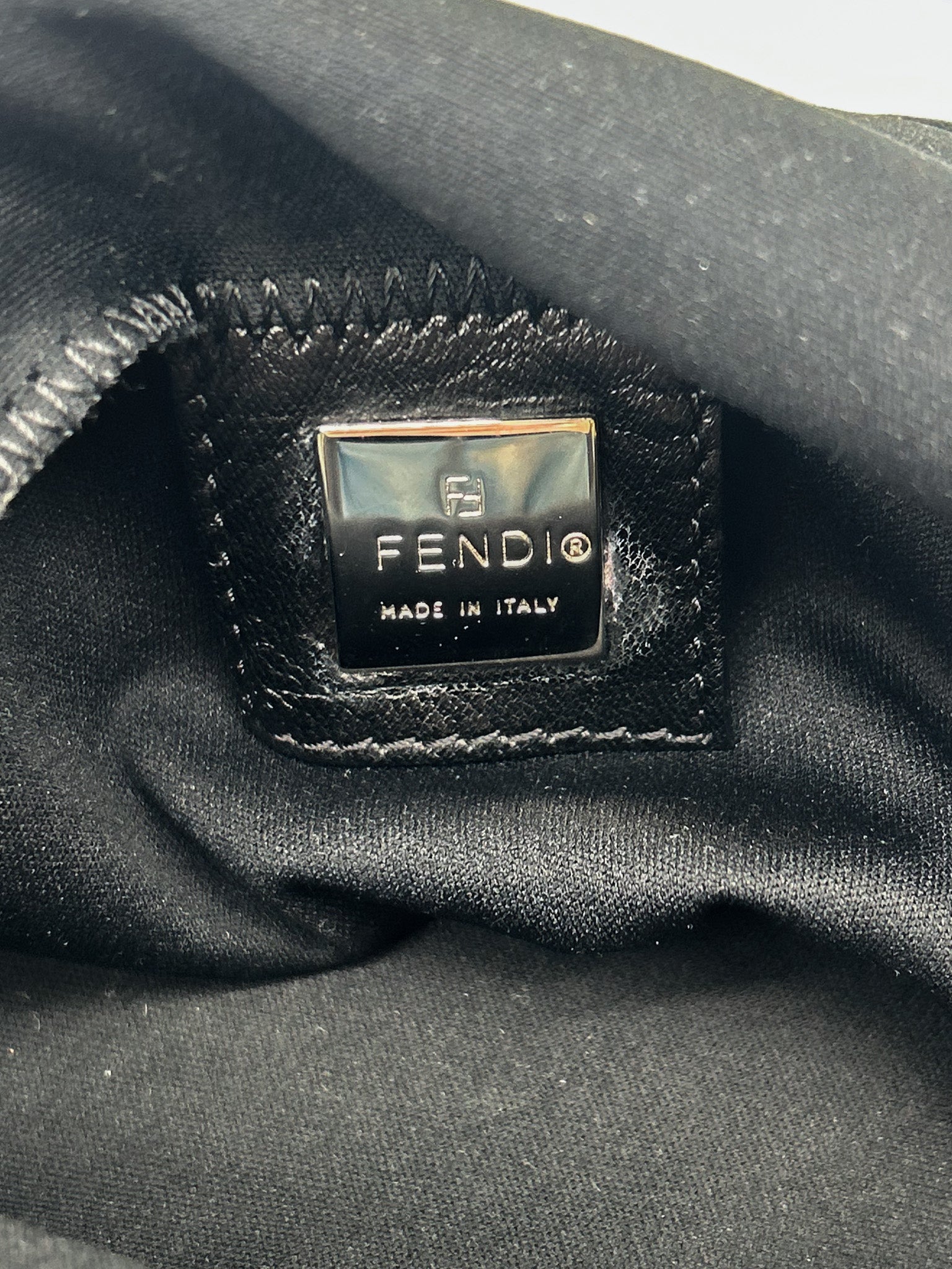 Fendi Black Neoprene Baguette Shoulder Bag