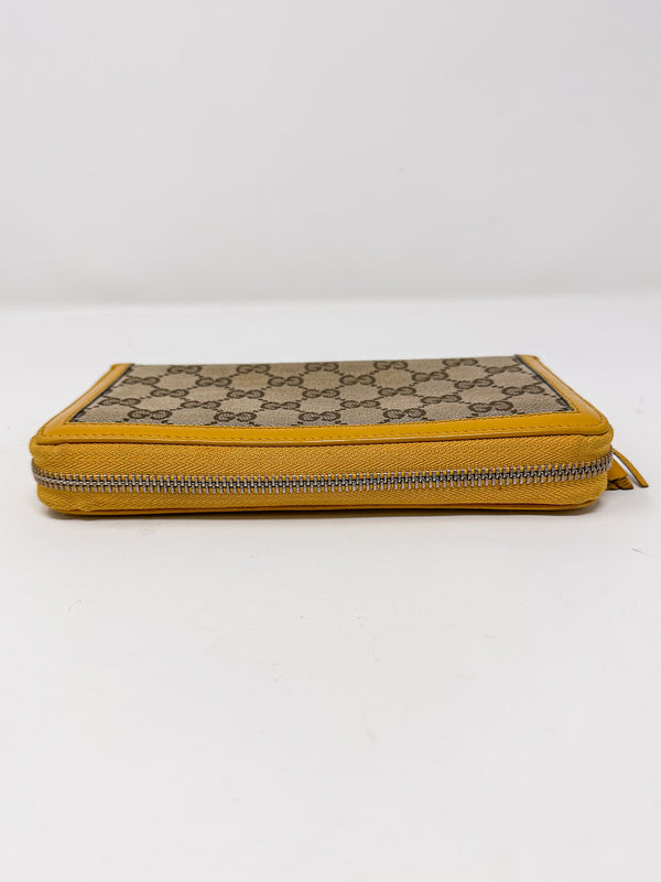 Gucci Bamboo Yellow Tassel Zip Around Wallet