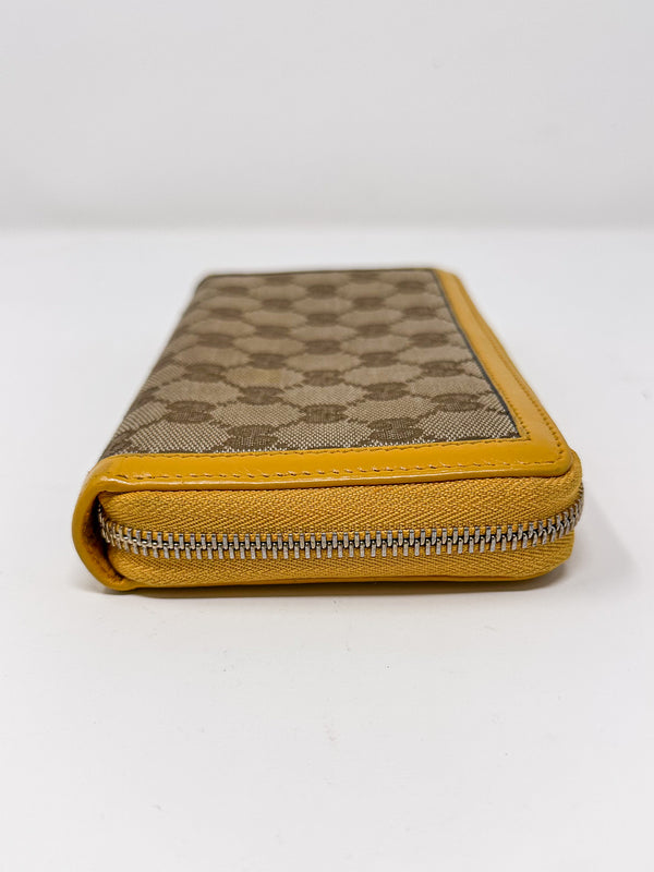 Gucci Bamboo Yellow Tassel Zip Around Wallet
