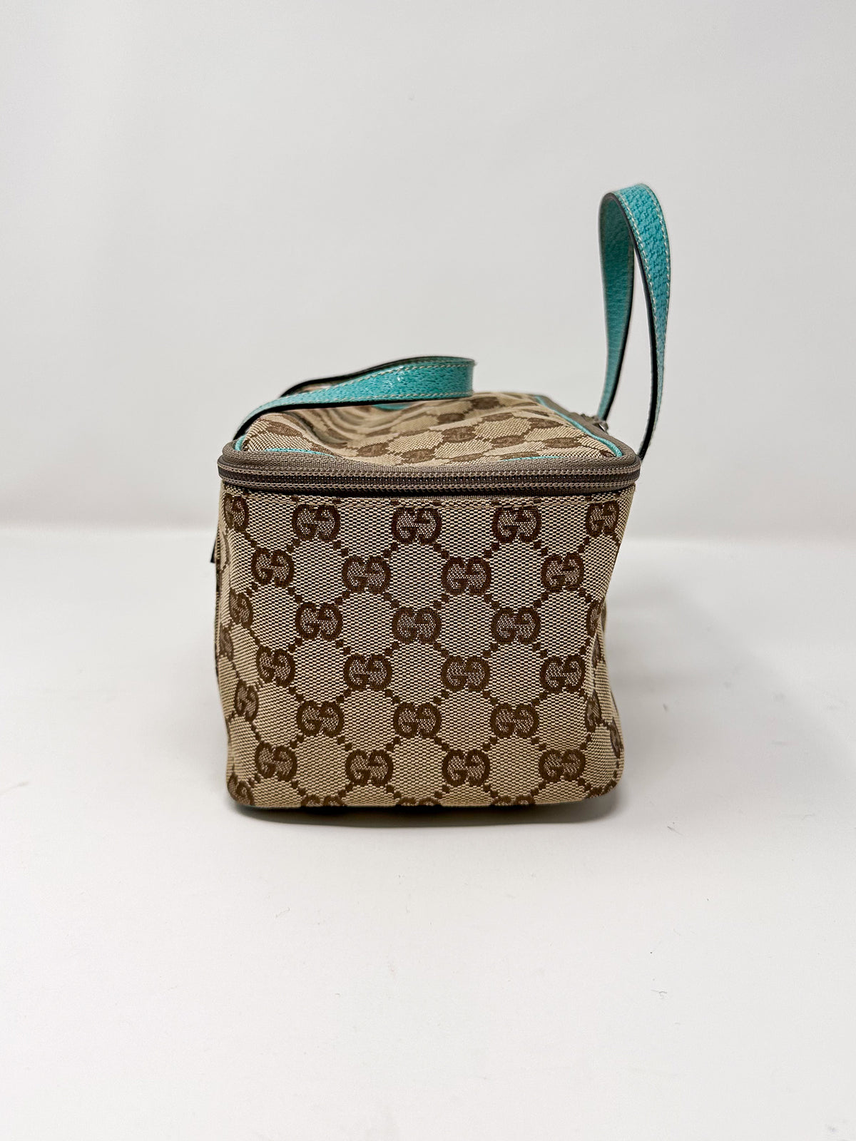 Gucci Turquoise GG Canvas Cosmetics Bag