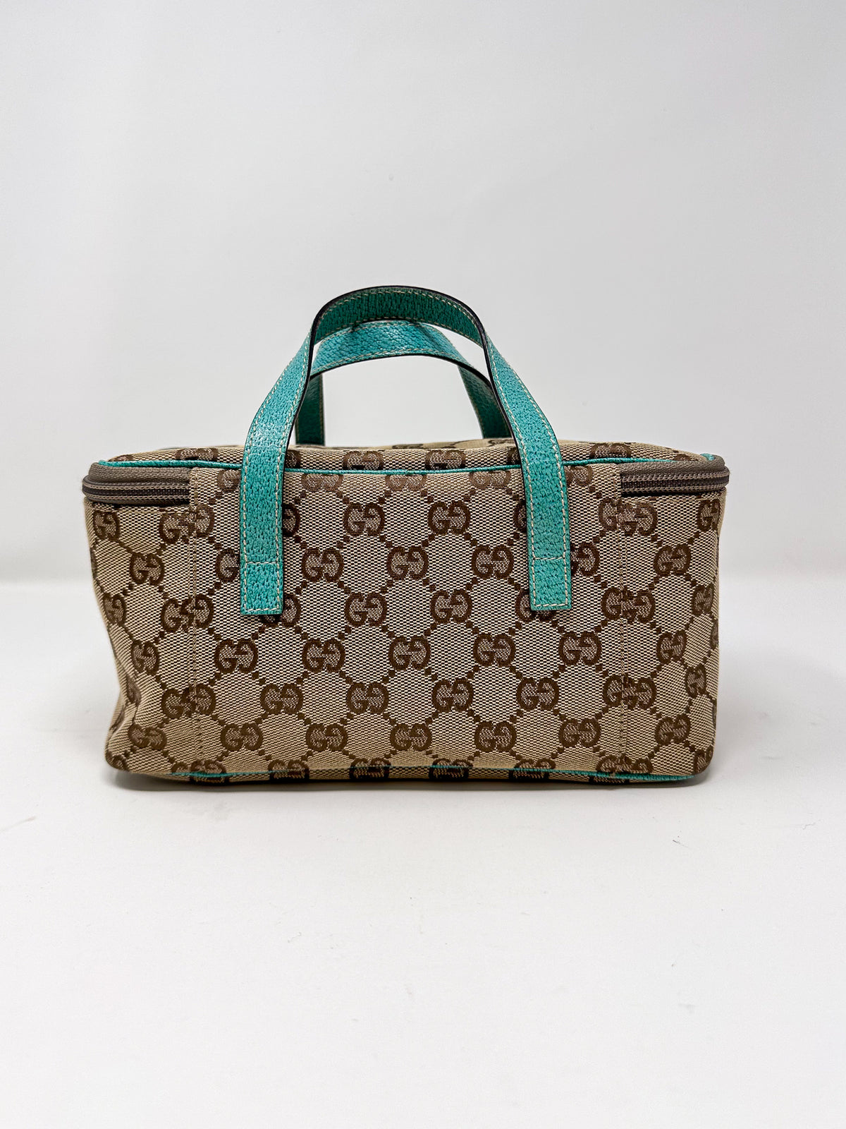 Gucci Turquoise GG Canvas Cosmetics Bag