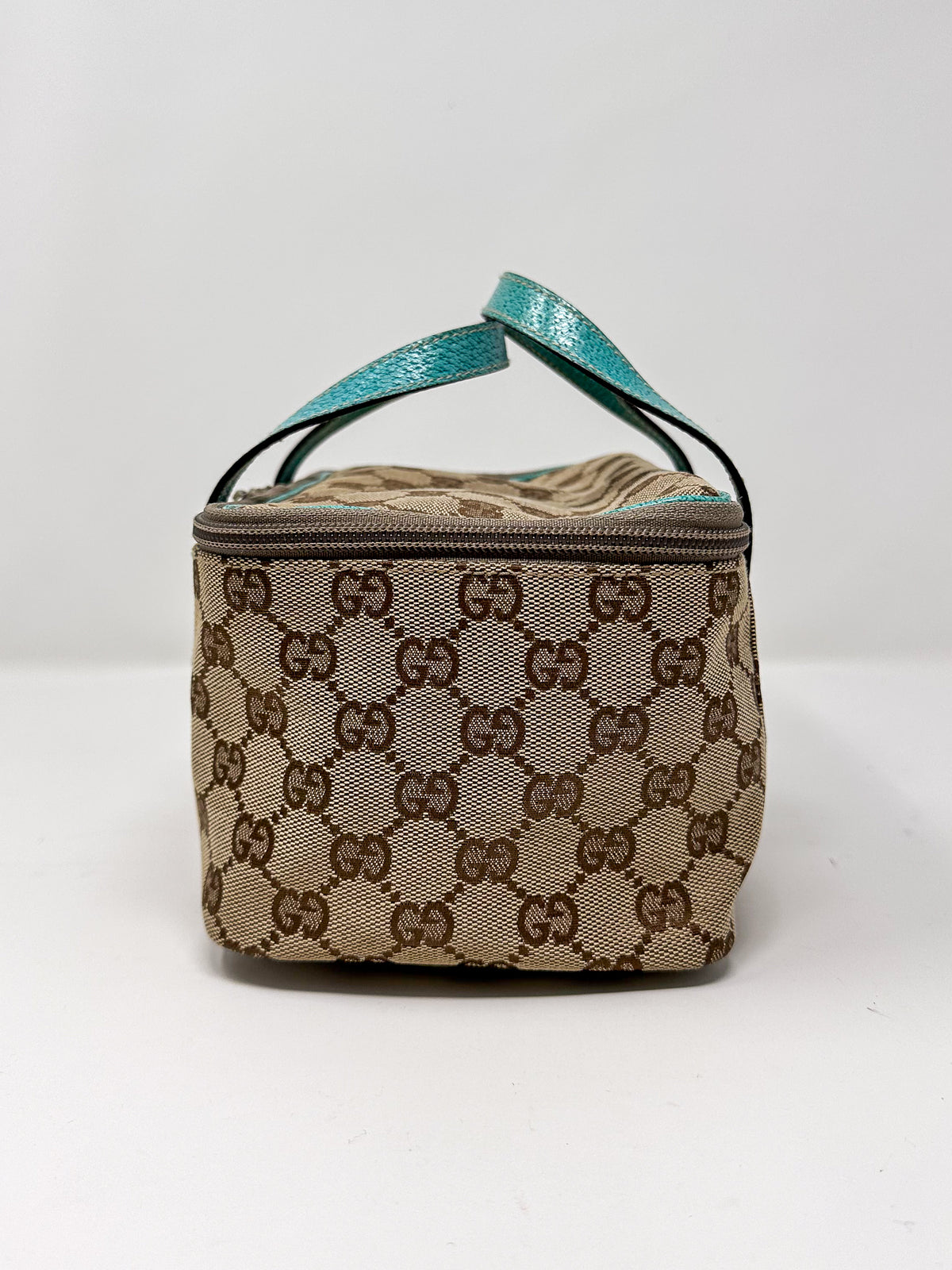 Gucci Turquoise GG Canvas Cosmetics Bag