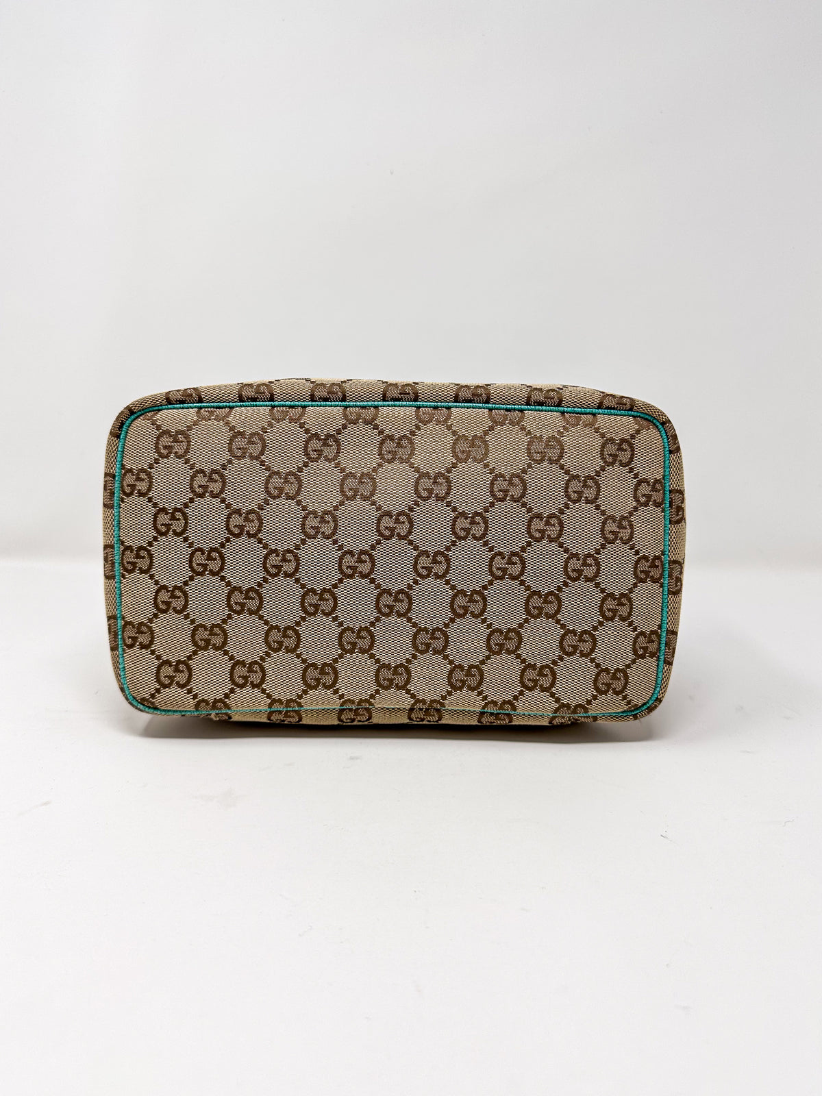 Gucci Turquoise GG Canvas Cosmetics Bag