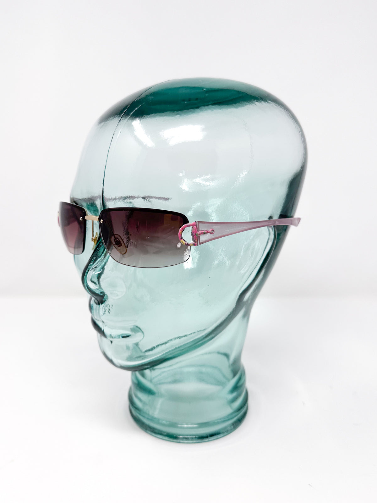 Gucci Pink Y2K Half Rim Sunglasses