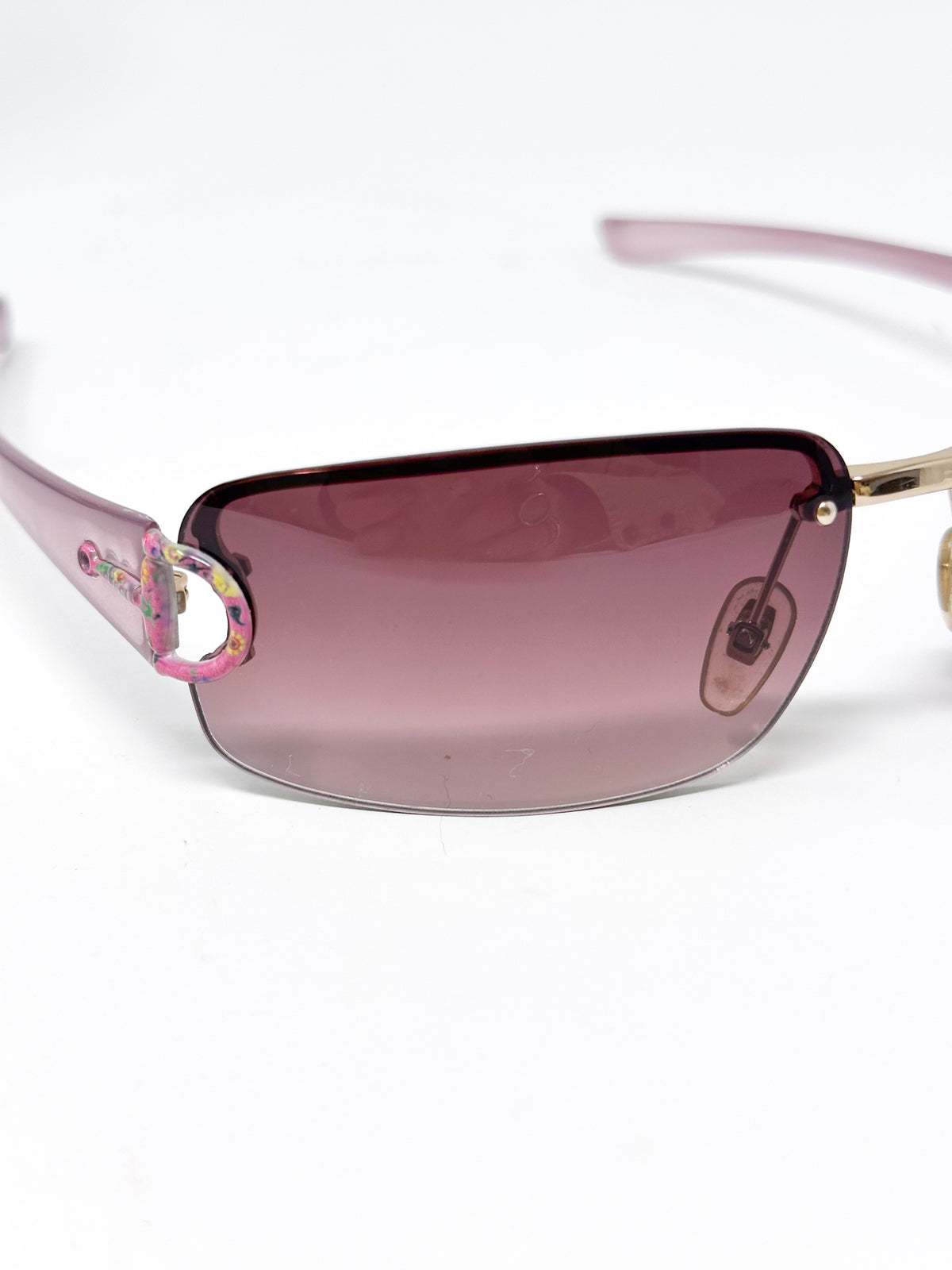 Gucci Pink Y2K Half Rim Sunglasses