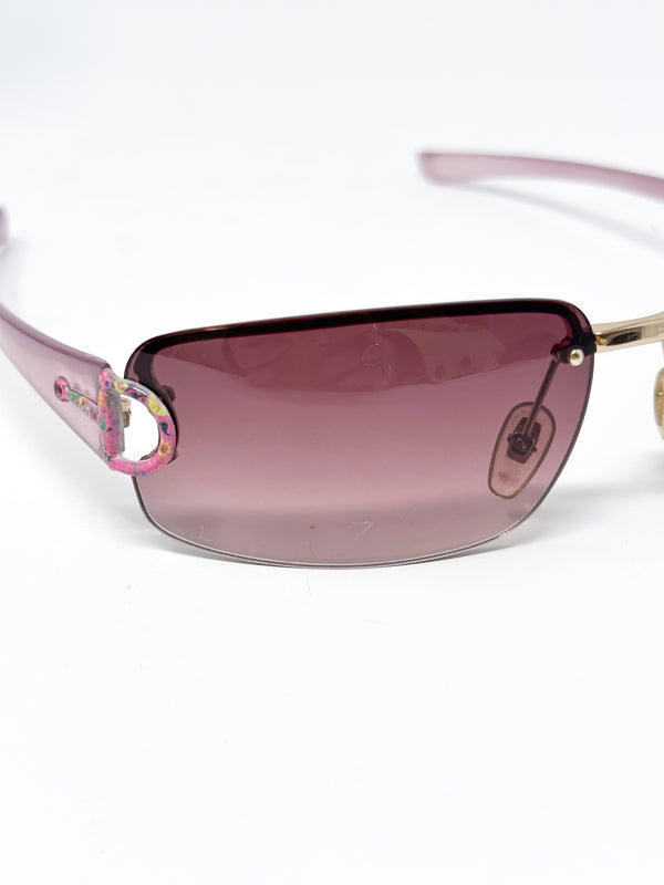 Gucci Pink Y2K Half Rim Sunglasses
