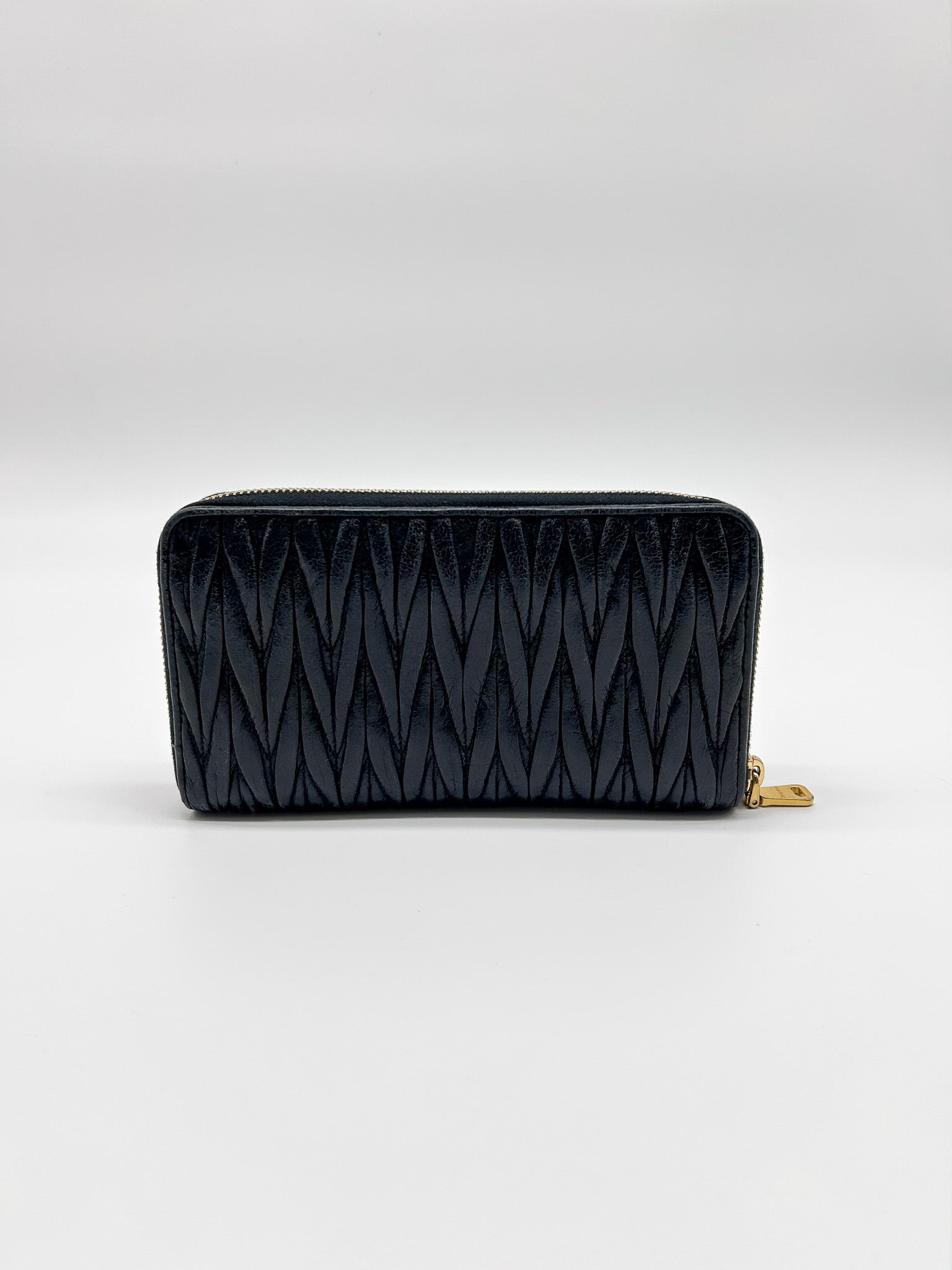 Miu Miu Black Leather Matelassé Lux Wallet