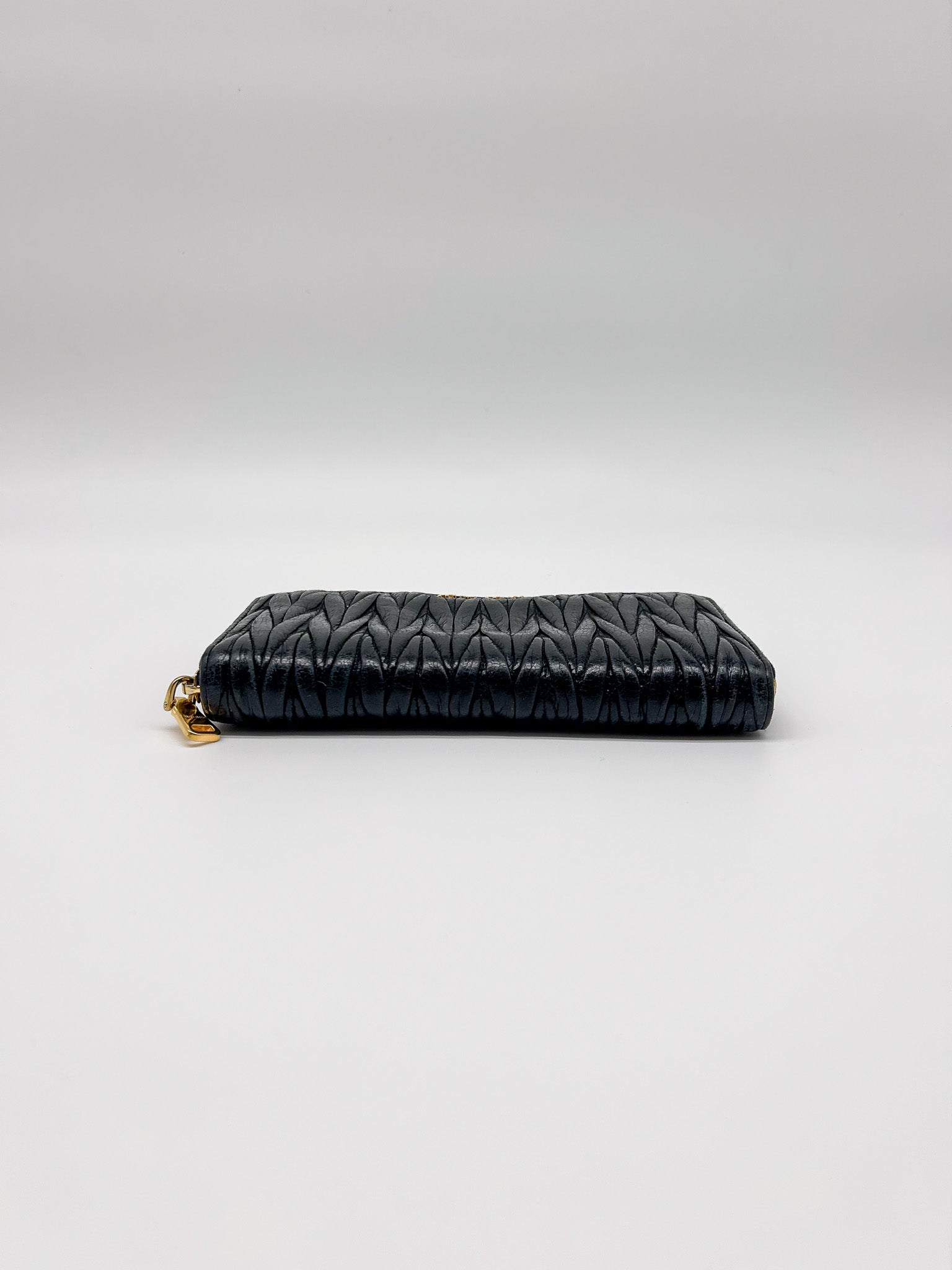 Miu Miu Black Leather Matelassé Lux Wallet
