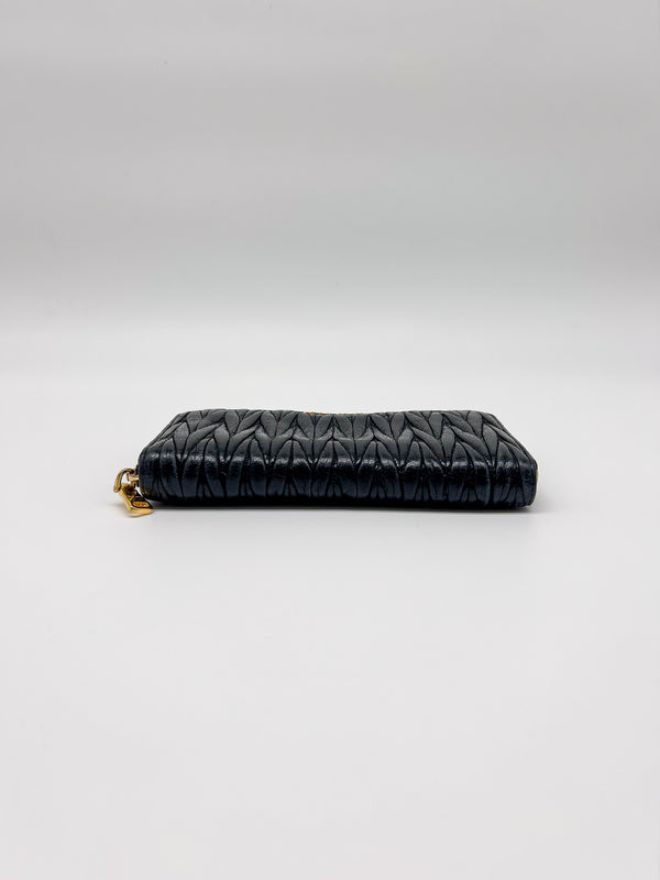 Miu Miu Black Leather Matelassé Lux Wallet