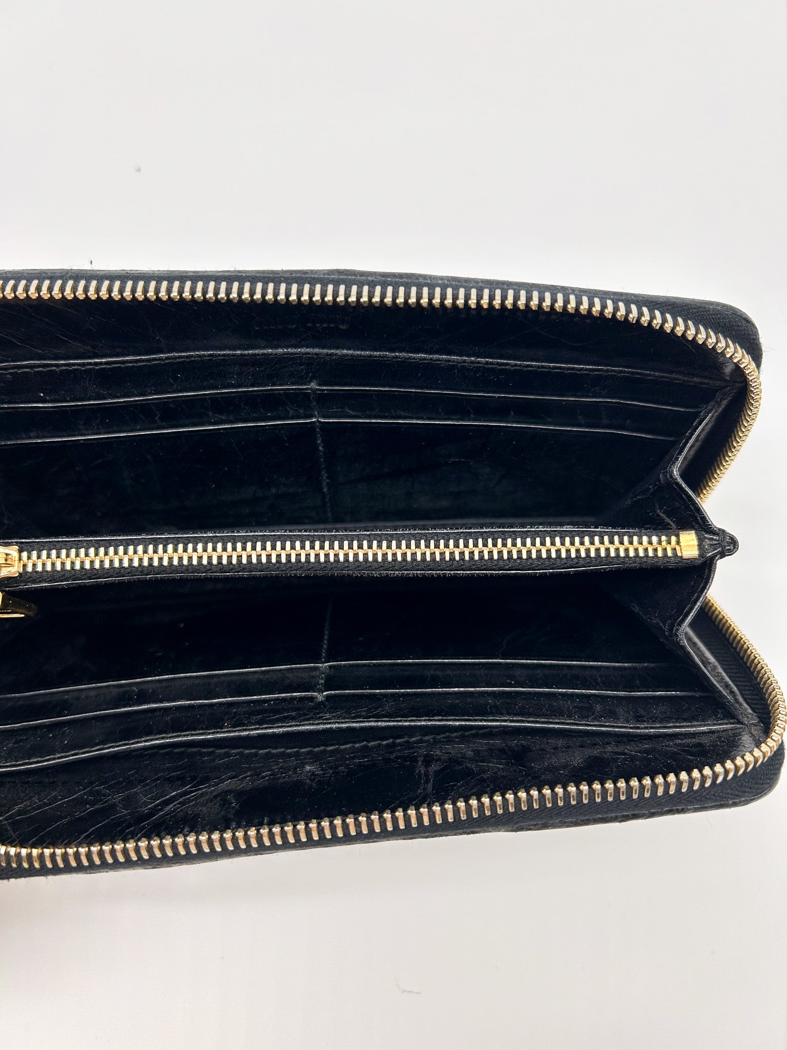 Miu Miu Black Leather Matelassé Lux Wallet