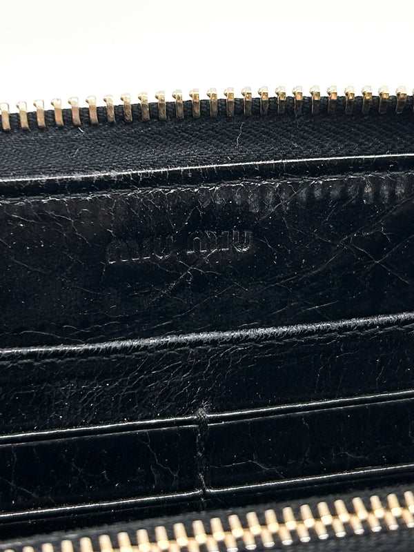 Miu Miu Black Leather Matelassé Lux Wallet