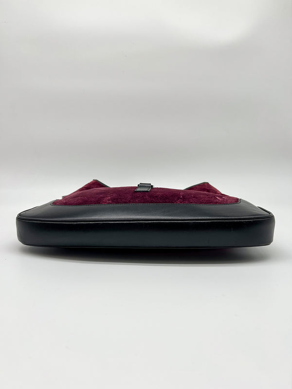 Gucci Jackie Pink Velvet and Black Leather Shoulder Bag