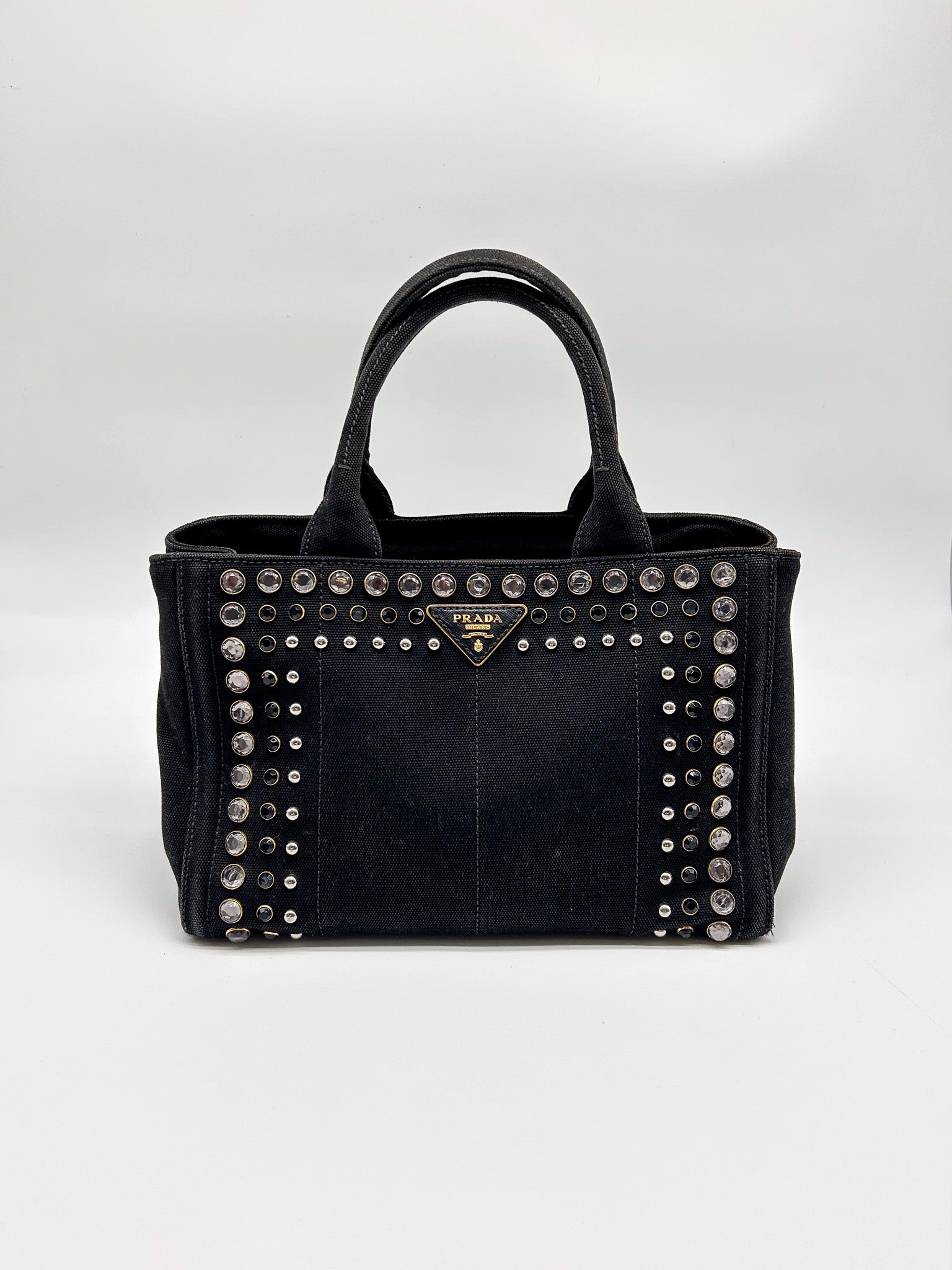 Prada Canapa Bijoux Studded Tote Bag