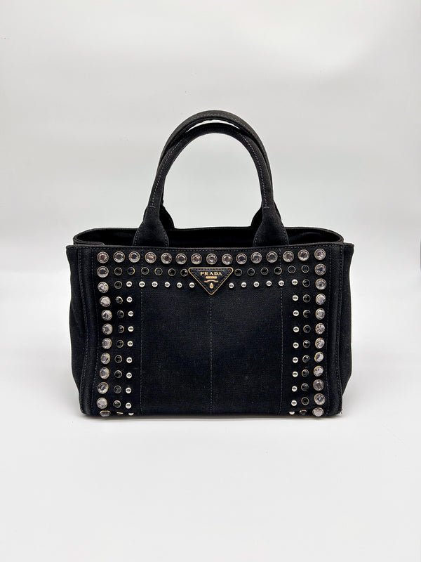 Prada Canapa Bijoux Studded Tote Bag