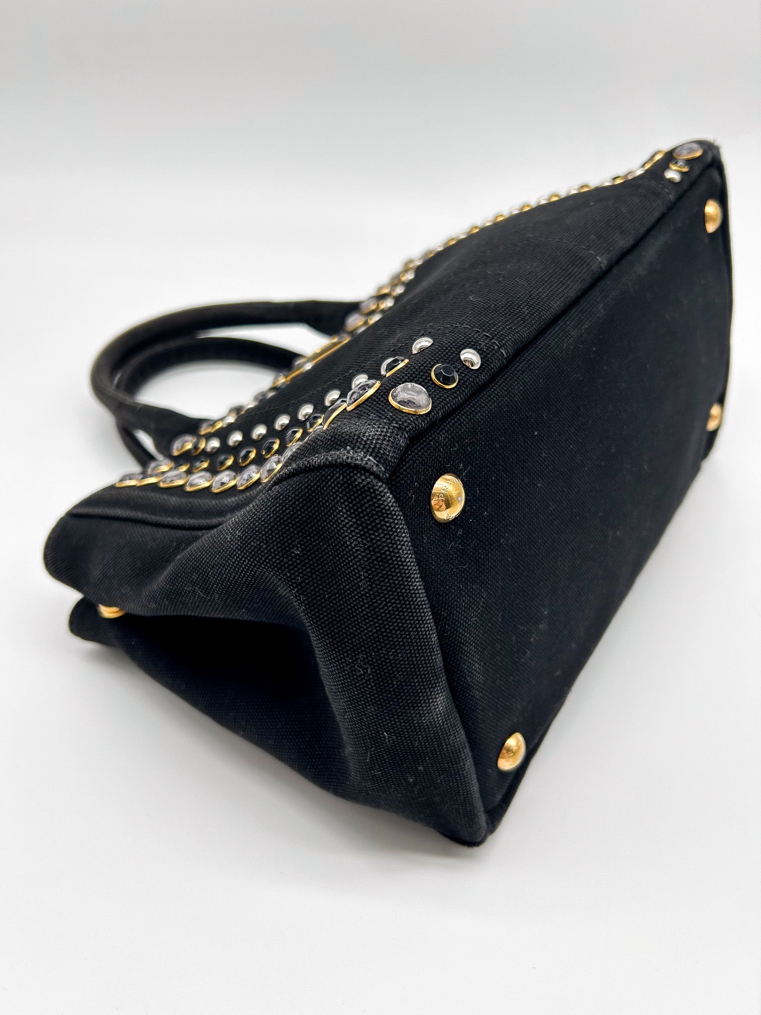 Prada Canapa Bijoux Studded Tote Bag