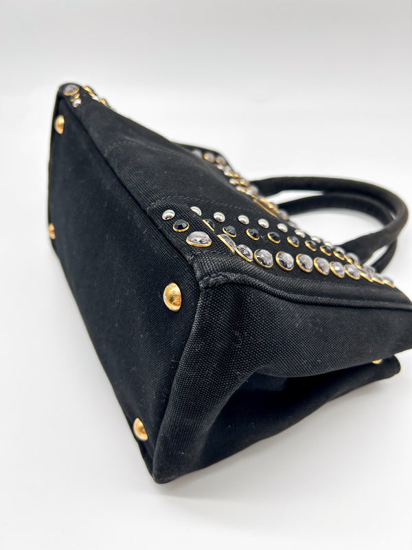 Prada Canapa Bijoux Studded Tote Bag