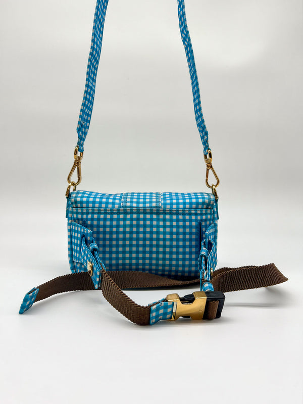 Fendi Gingham Nylon Mini Baguette Bag