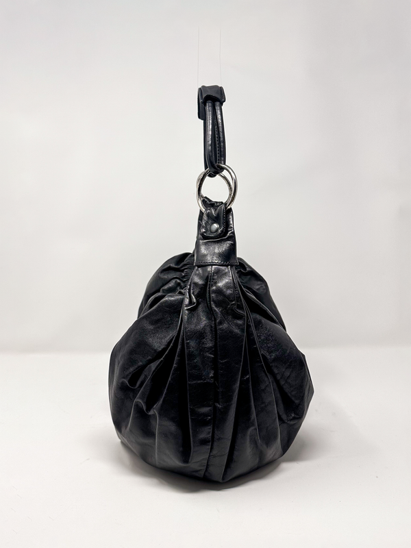 Miu Miu Ruched Leather Shoulder Hobo Bag