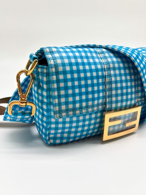 Fendi Gingham Nylon Mini Baguette Bag
