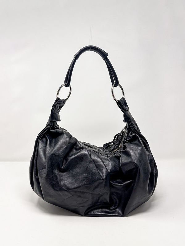 Miu Miu Ruched Leather Shoulder Hobo Bag