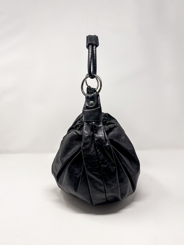 Miu Miu Ruched Leather Shoulder Hobo Bag