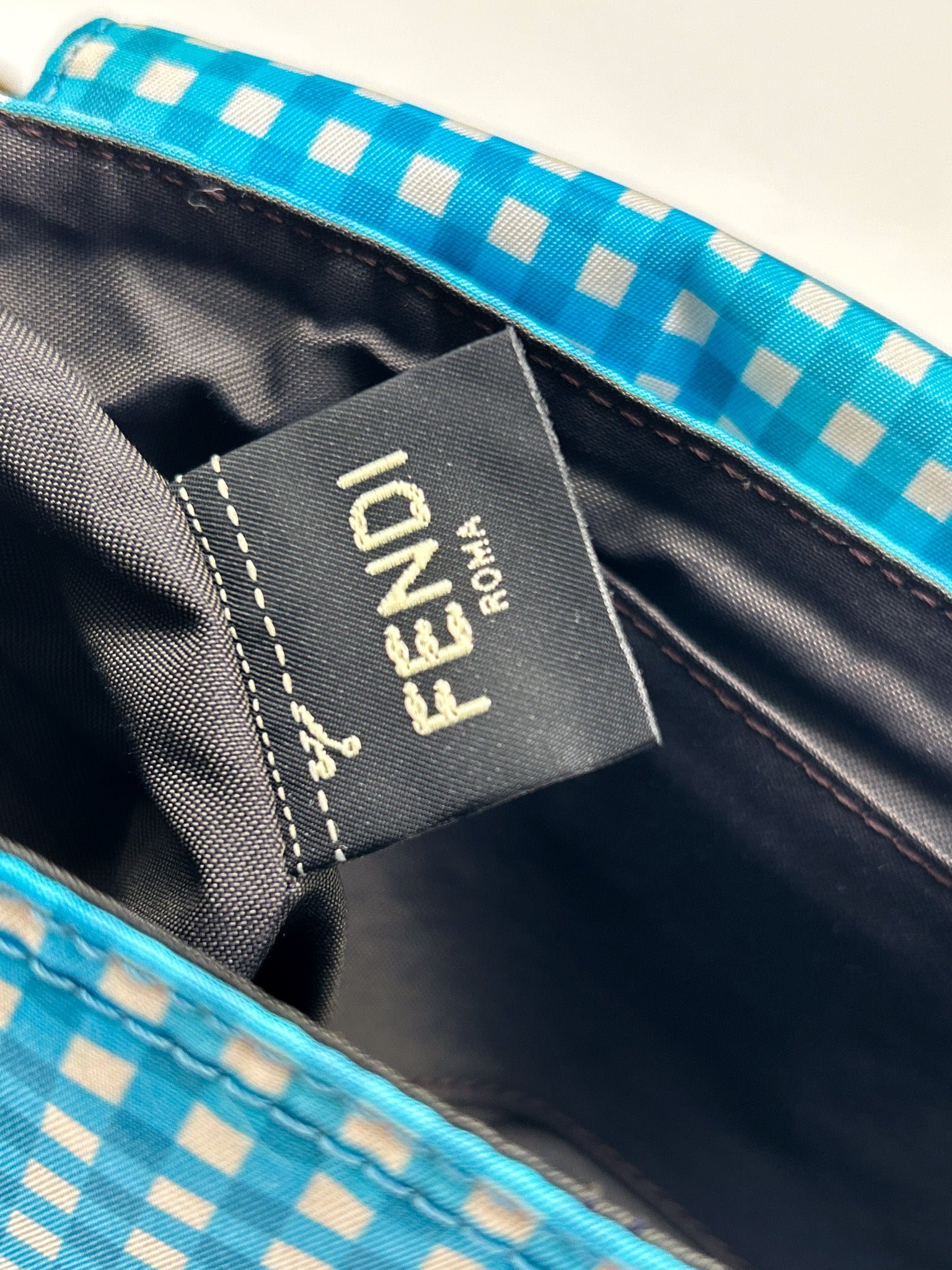 Fendi Gingham Nylon Mini Baguette Bag